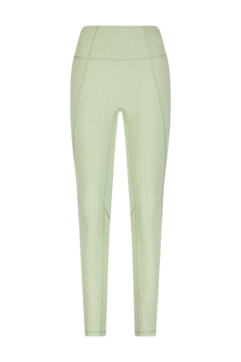 Jade Green Leggings in Faux Snakeskin Textured Fabric