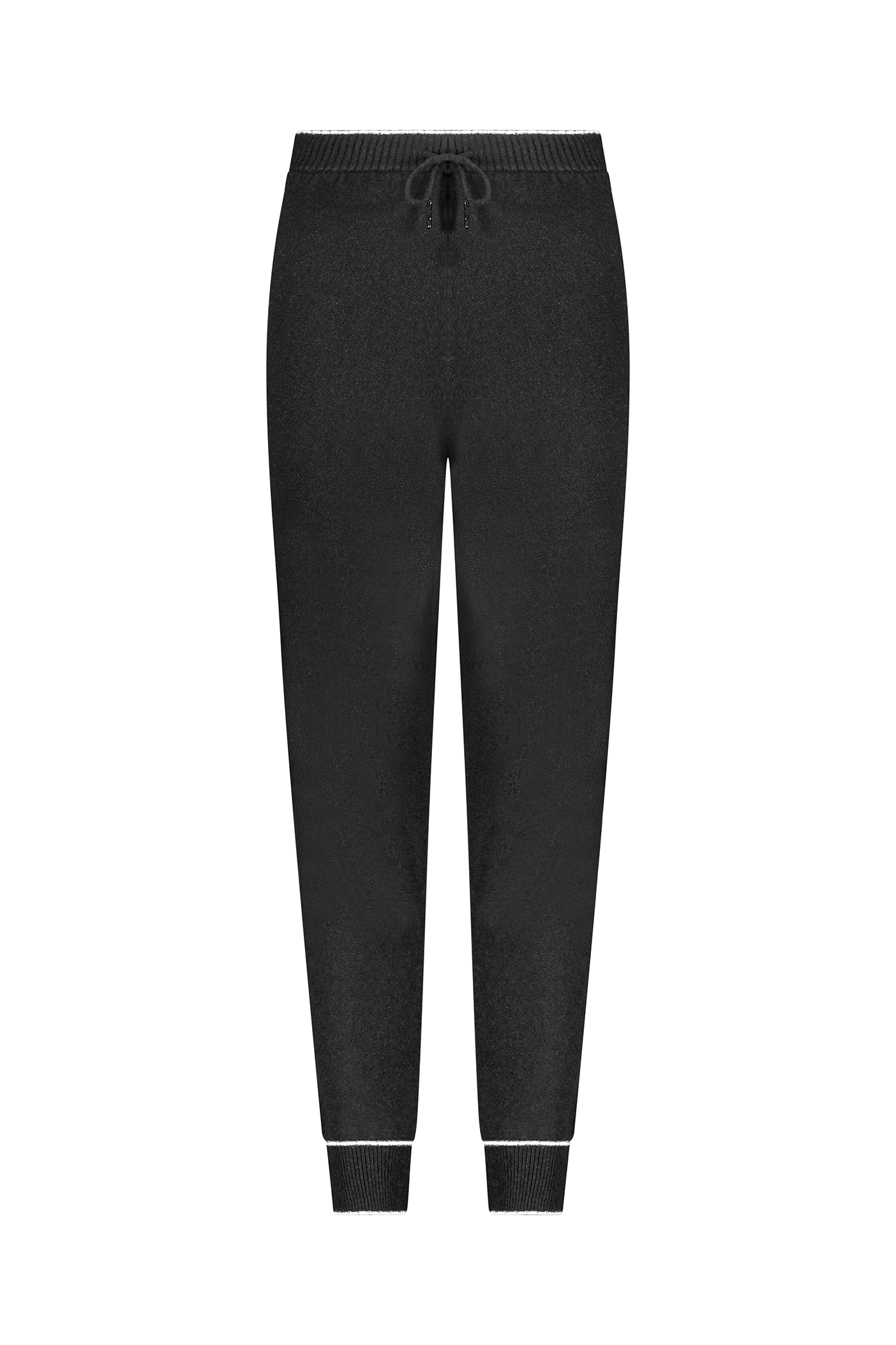 The Alice Jogger by Gigi C Lounge features black sweatpants with an elastic waistband, drawstring, and ankle-fitted cuffs. With a simple, casual design, these cozy loungewear pants offer style and comfort for everyday wear.