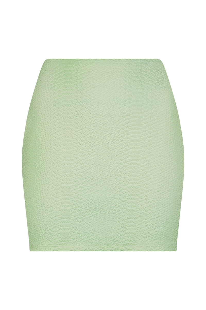 Jade Green Cover-Up Skirt in Faux Snakeskin Textured Fabric