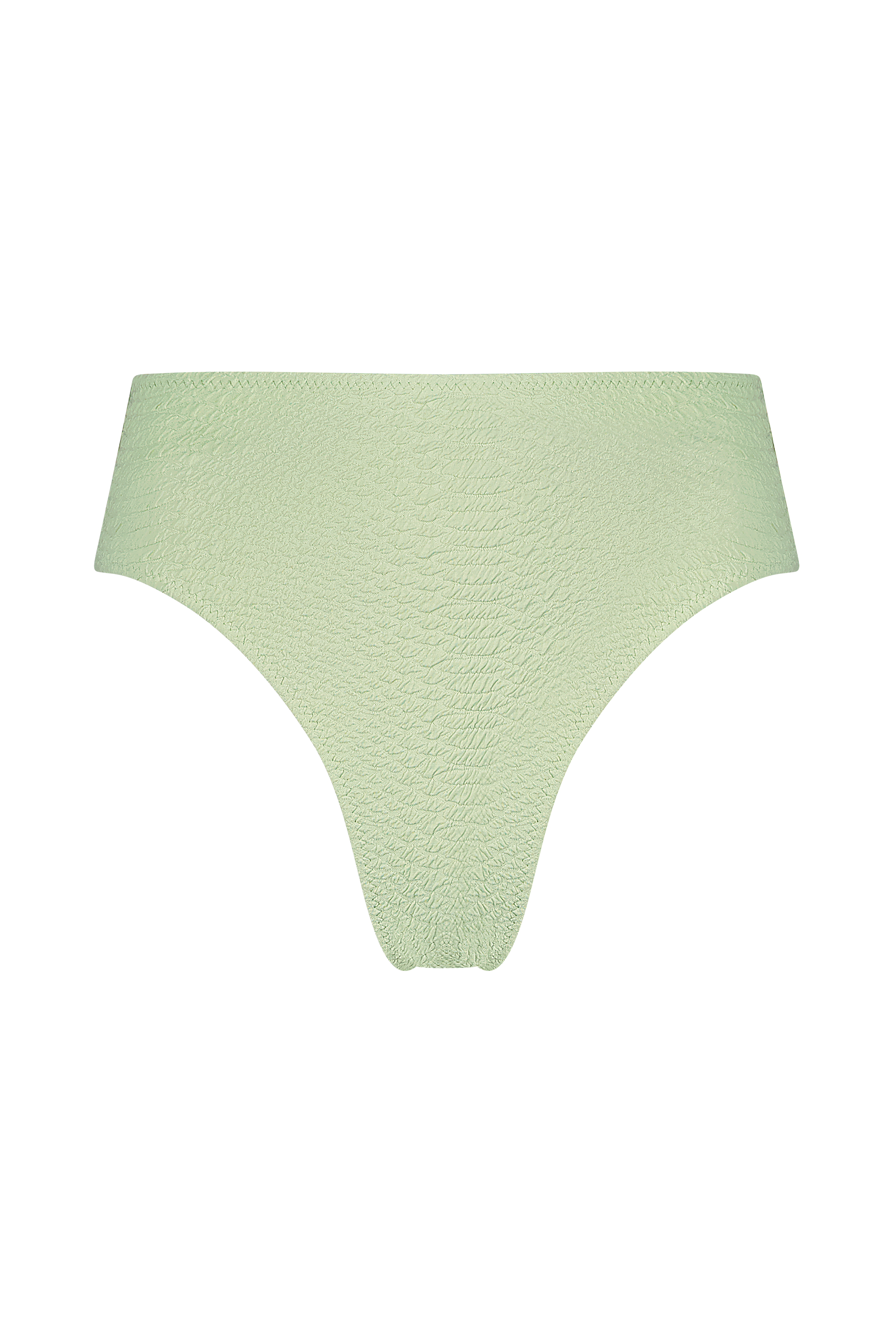 The Melinda Bottom by Gigi C Bikinis features a cheeky faux snake design in light green, set against a sleek black background.