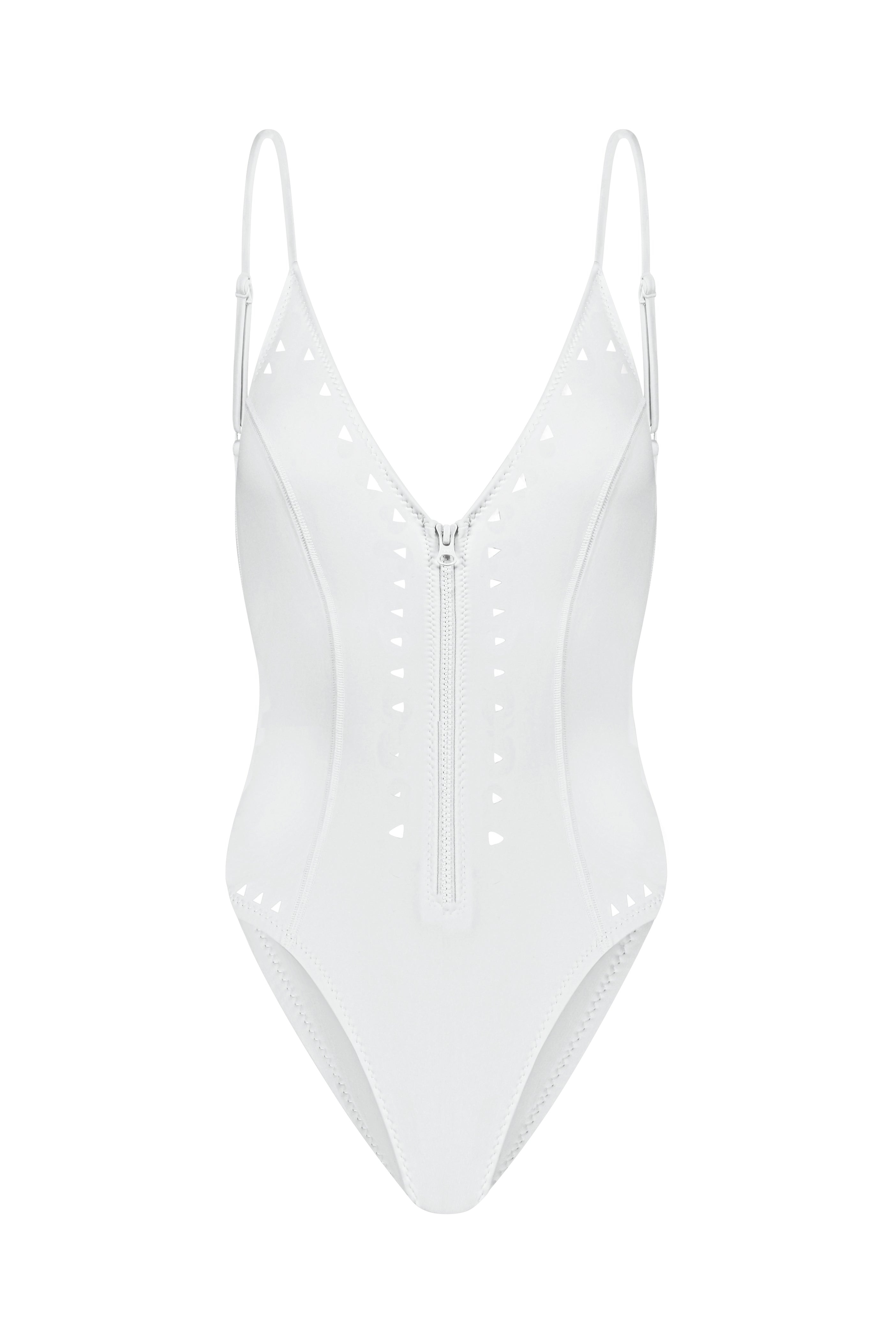 ALEXANDRA WHITE ONE-PIECE SCUBA SWIMSUIT FULL COVERAGE